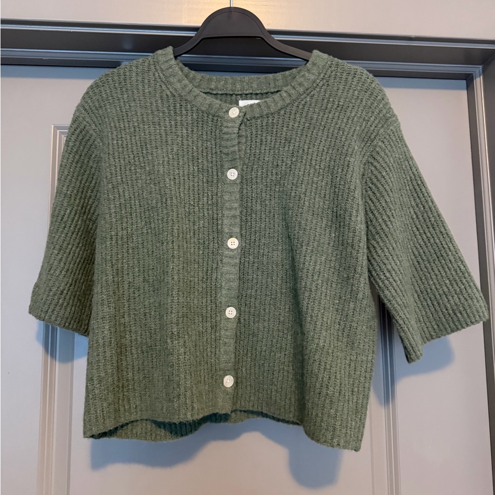 Aerie Olive Button-Up Cardigan